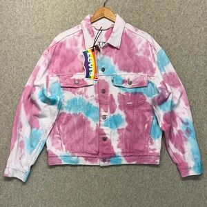 Levi's Women's Trucker Jacket Multicolor Pride Tie Dye Use Your Voice Denim S